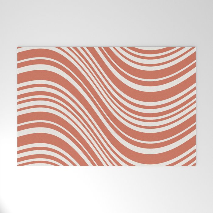 Wavy Stripes XLVII - Brick Red Welcome Mat Gallery Image 1