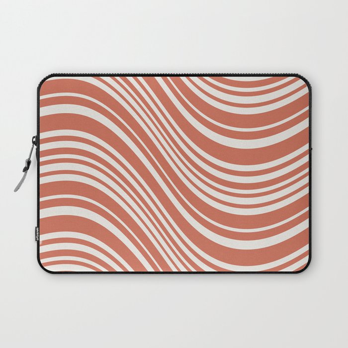 Wavy Stripes XLVII - Brick Red Laptop Sleeve Gallery Image 1