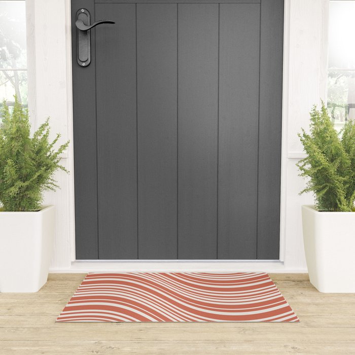 Wavy Stripes XLVII - Brick Red Welcome Mat Gallery Image 3
