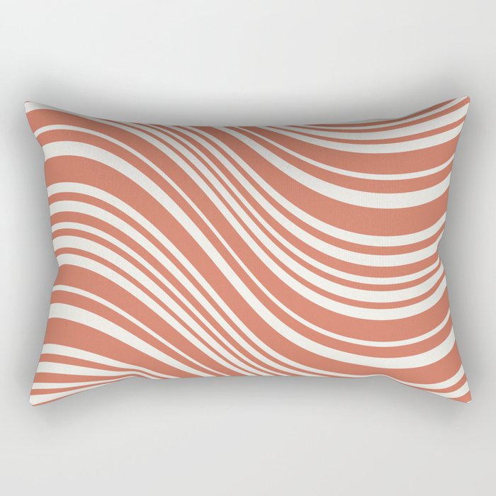 Wavy Stripes XLVII - Brick Red Rectangular Pillow Gallery Image 2