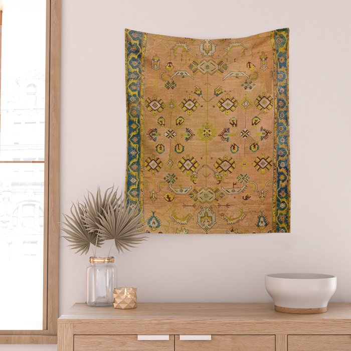 Persian Heritage Rug Design in Warm Earth Tones Wall Tapestry Gallery Image 2
