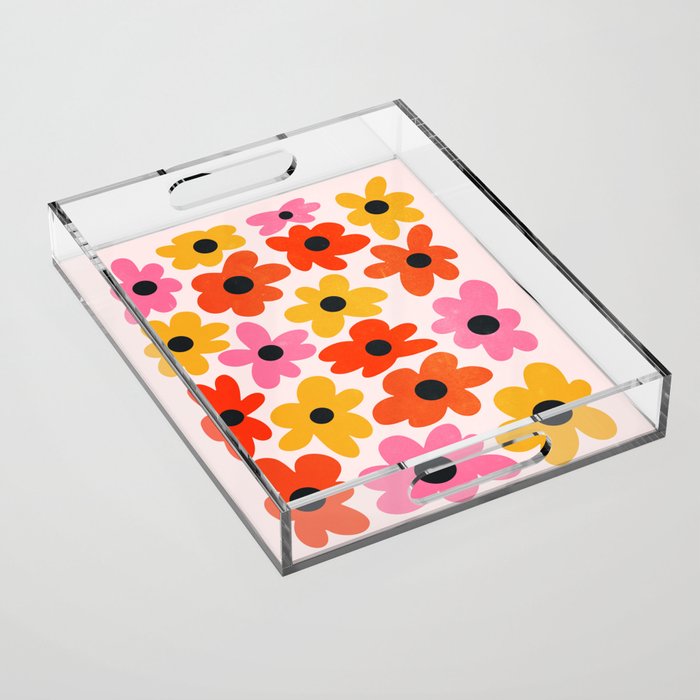 Retro Flowers: Pastel Edition Acrylic Tray Gallery Image 1