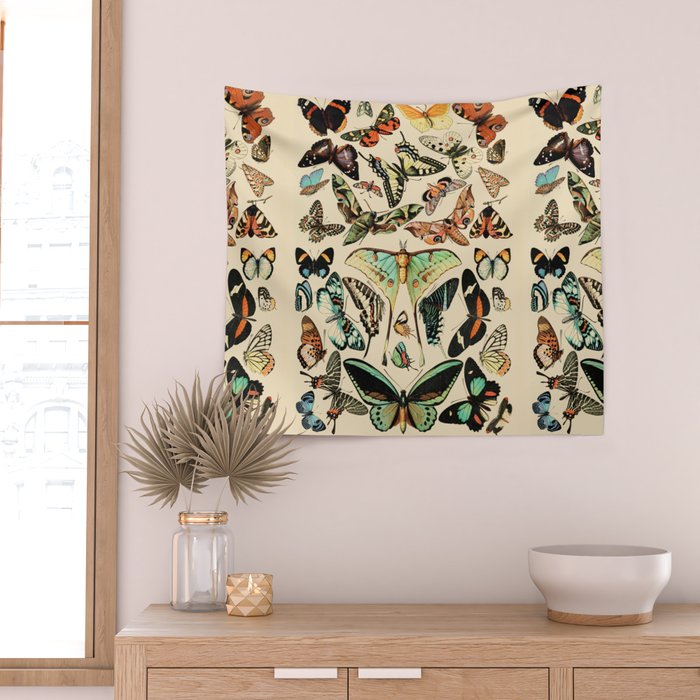 Papillon I Vintage French Butterfly Charts by Adolphe Millot Wall Tapestry Gallery Image 2