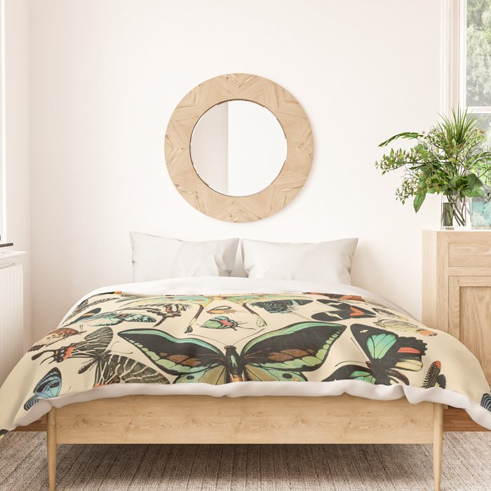 Papillon I Vintage French Butterfly Charts by Adolphe Millot Duvet Cover Gallery Image 3