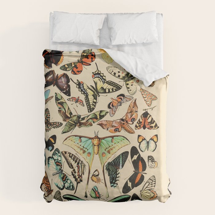 Papillon I Vintage French Butterfly Charts by Adolphe Millot Duvet Cover Gallery Image 6