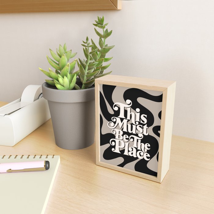 This Must Be The Place - 70s, Vintage, Retro, Abstract Pattern (Black & Beige) Mini Art Print Gallery Image 2