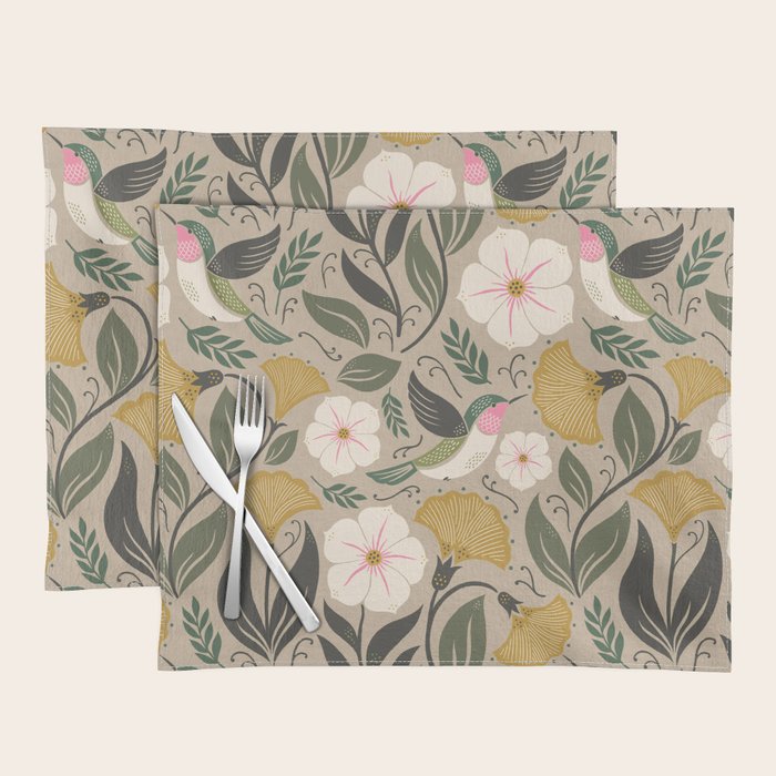 Hummingbird and Flowers Placemat Gallery Image 1