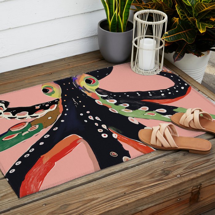 Colorful Octopus Outdoor Rug Gallery Image 2