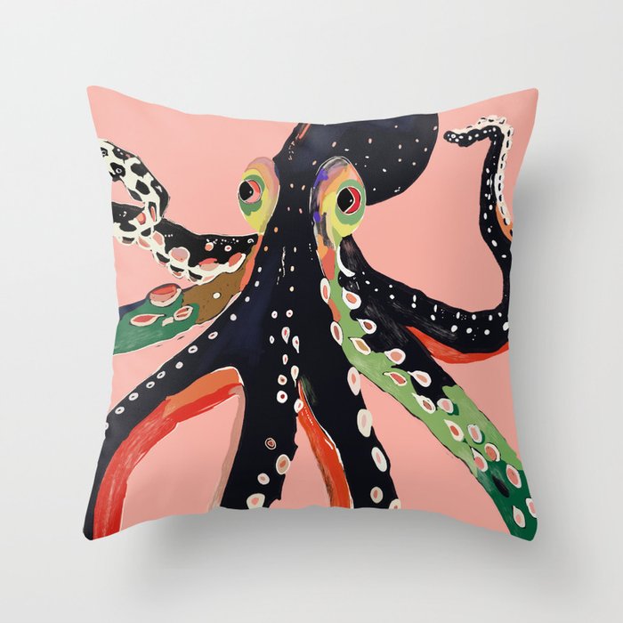 Colorful Octopus Throw Pillow Gallery Image 6