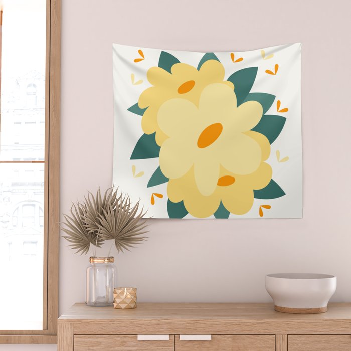 Yellow flowers Wall Tapestry Gallery Image 2