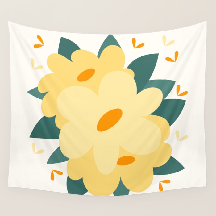 Yellow flowers Wall Tapestry Gallery Image 1