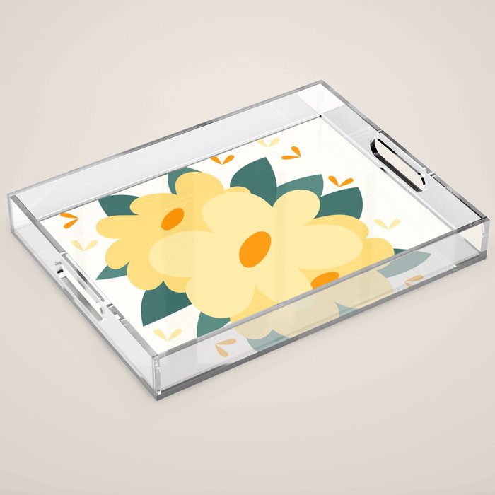 Yellow flowers Acrylic Tray Gallery Image 1