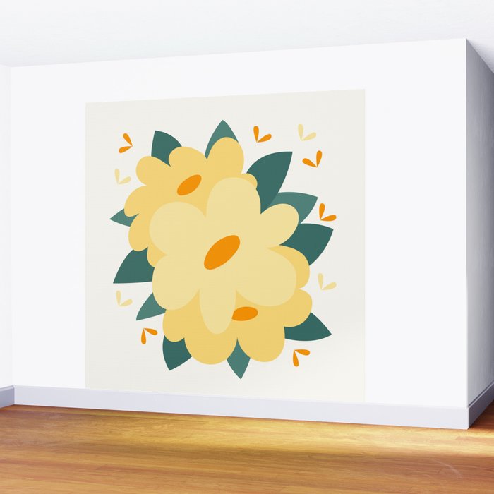Yellow flowers Wall Mural Gallery Image 2