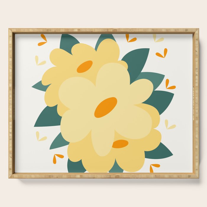 Yellow flowers Serving Tray Gallery Image 1