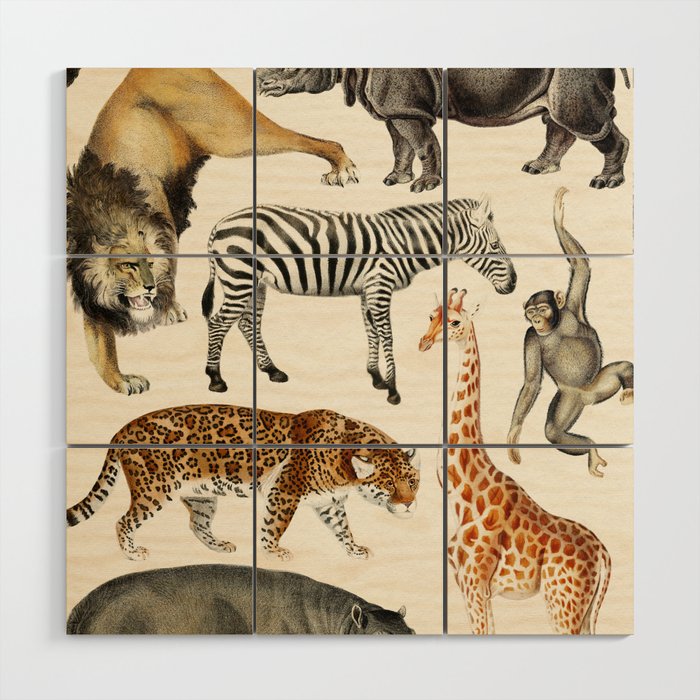 Safari Animals Collection Wood Wall Art Gallery Image 1