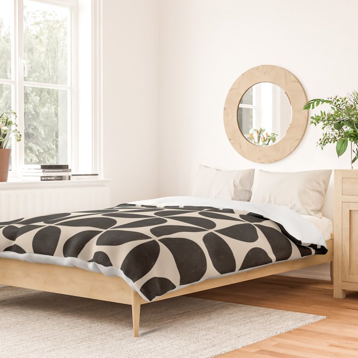 Half Moons in Black + Cream Duvet Cover Gallery Image 2