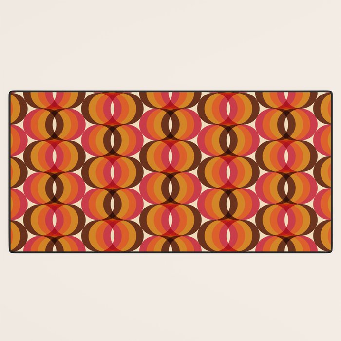 Magenta, Orange, Brown, and Ivory Retro 1960s Wavy Pattern Desk Mat Gallery Image 3