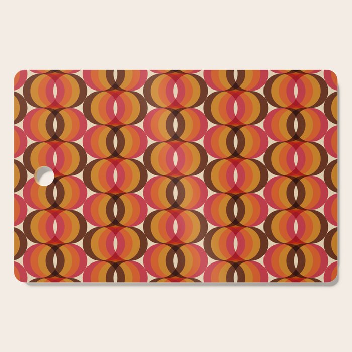 Magenta, Orange, Brown, and Ivory Retro 1960s Wavy Pattern Cutting Board Gallery Image 1