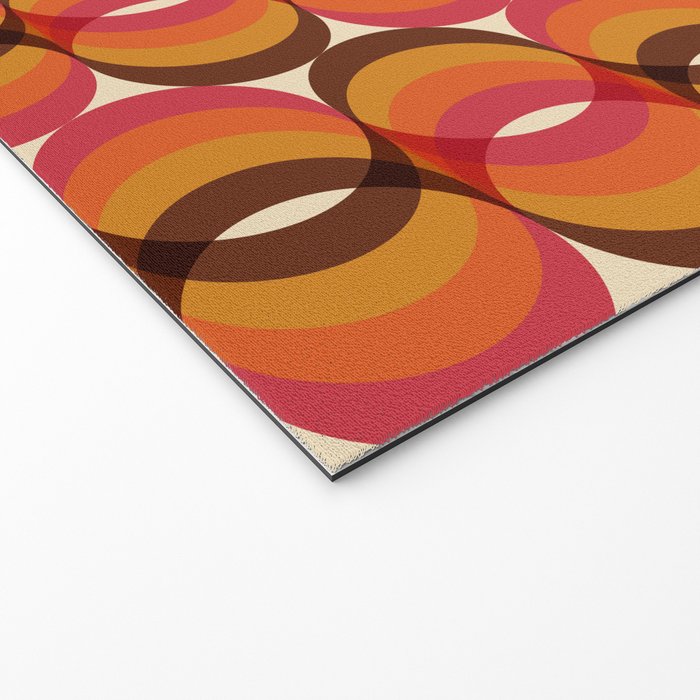 Magenta, Orange, Brown, and Ivory Retro 1960s Wavy Pattern Welcome Mat Gallery Image 2