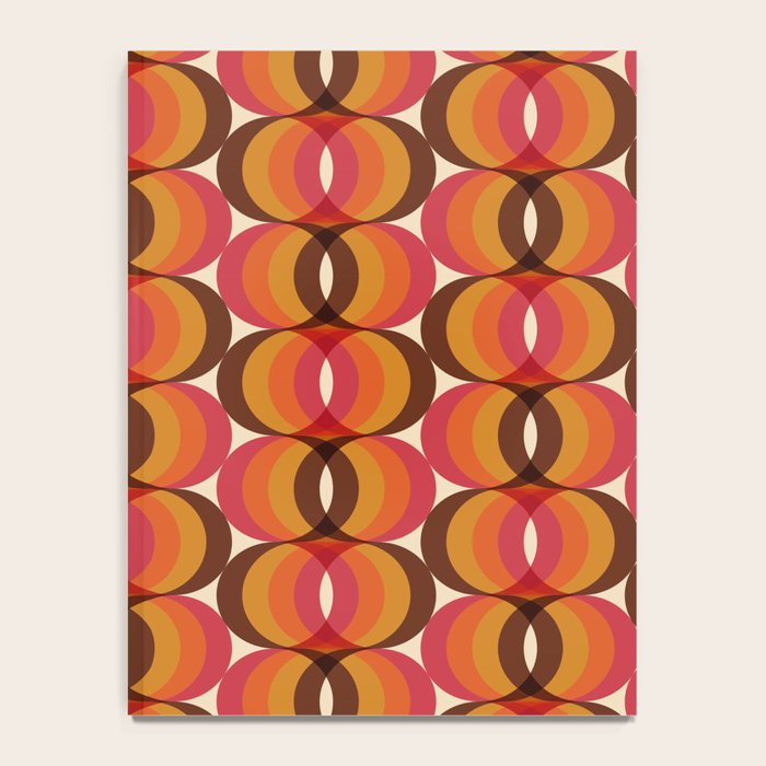 Magenta, Orange, Brown, and Ivory Retro 1960s Wavy Pattern Notebook Gallery Image 4
