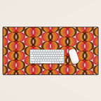 Magenta, Orange, Brown, and Ivory Retro 1960s Wavy Pattern Desk Mat Gallery Image 1