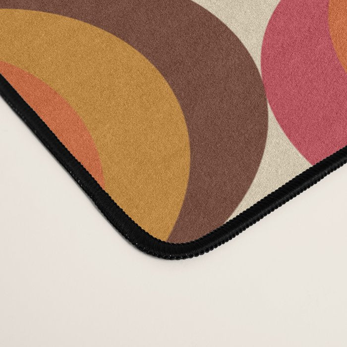Magenta, Orange, Brown, and Ivory Retro 1960s Wavy Pattern Desk Mat Gallery Image 4