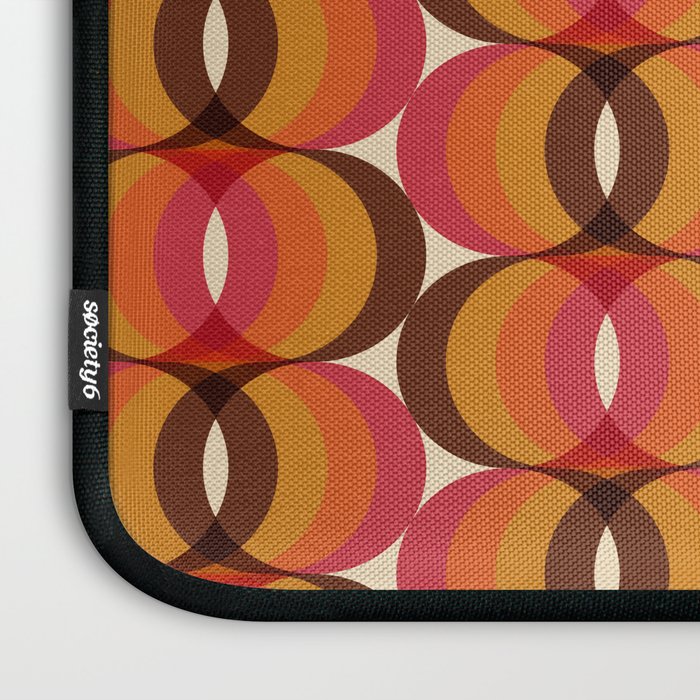 Magenta, Orange, Brown, and Ivory Retro 1960s Wavy Pattern Laptop Sleeve Gallery Image 3