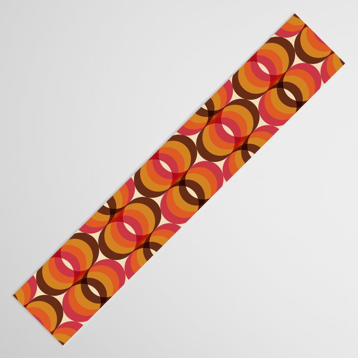 Magenta, Orange, Brown, and Ivory Retro 1960s Wavy Pattern Table Runner Gallery Image 3