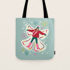 Winter Snow Angel Fun Tote Bag Gallery Image 1