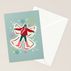 Winter Snow Angel Fun Stationery Card Gallery Image 2