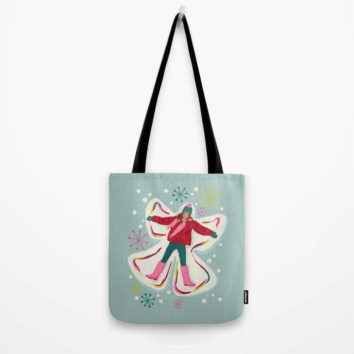Winter Snow Angel Fun Tote Bag Gallery Image 2