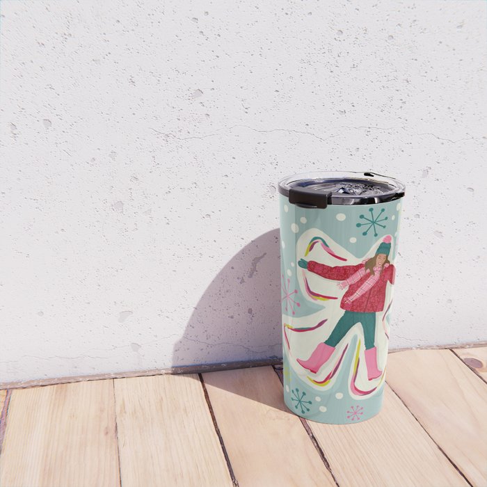 Winter Snow Angel Fun Travel Mug Gallery Image 4