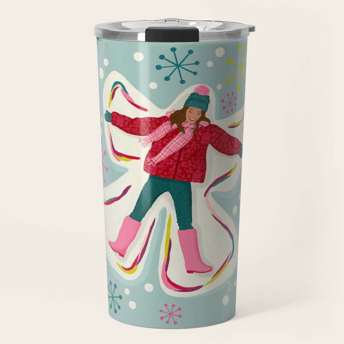Winter Snow Angel Fun Travel Mug Gallery Image 1