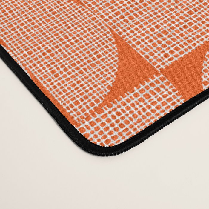 Mid Century Modern Geometric Textured Shapes Orange And White Desk Mat Gallery Image 4