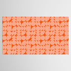 Mid Century Modern Geometric Textured Shapes Orange And White Tablecloth Gallery Image 2