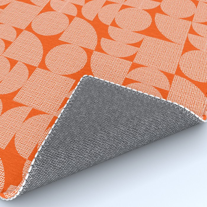 Mid Century Modern Geometric Textured Shapes Orange And White Rug Gallery Image 4
