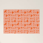 Mid Century Modern Geometric Textured Shapes Orange And White Welcome Mat Gallery Image 1