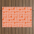 Mid Century Modern Geometric Textured Shapes Orange And White Outdoor Rug Gallery Image 1