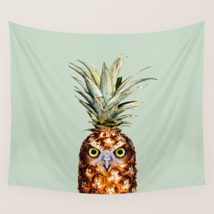 PINEAPPLE OWL Wall Tapestry Gallery Image 1