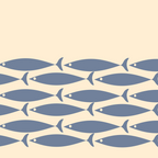 Fish Cuff - Minimalist Mid Century Modern Fish in Cream and Stone Blue Coffee Mug Gallery Image 2