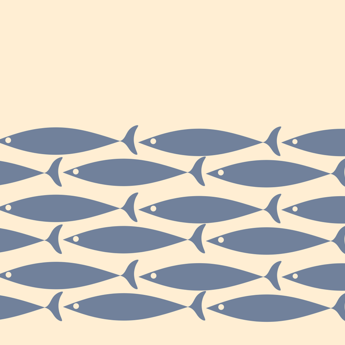 Fish Cuff - Minimalist Mid Century Modern Fish in Cream and Stone Blue Coffee Mug Gallery Image 2
