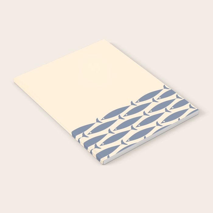 Fish Cuff - Minimalist Mid Century Modern Fish in Cream and Stone Blue Notebook Gallery Image 2