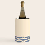 Fish Cuff - Minimalist Mid Century Modern Fish in Cream and Stone Blue Wine Chiller Gallery Image 2