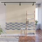 Fish Cuff - Minimalist Mid Century Modern Fish in Cream and Stone Blue Wall Mural Gallery Image 1