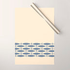 Fish Cuff - Minimalist Mid Century Modern Fish in Cream and Stone Blue Wrapping Paper Gallery Image 1