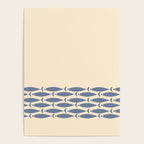Fish Cuff - Minimalist Mid Century Modern Fish in Cream and Stone Blue Poster Gallery Image 4