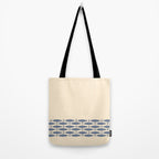 Fish Cuff - Minimalist Mid Century Modern Fish in Cream and Stone Blue Tote Bag Gallery Image 2
