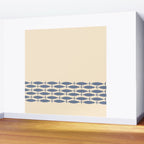 Fish Cuff - Minimalist Mid Century Modern Fish in Cream and Stone Blue Wall Mural Gallery Image 2
