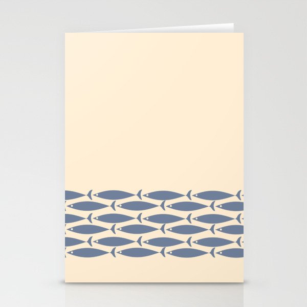 Fish Cuff - Minimalist Mid Century Modern Fish in Cream and Stone Blue Stationery Card Gallery Image 2
