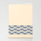 Fish Cuff - Minimalist Mid Century Modern Fish in Cream and Stone Blue Stationery Card Gallery Image 2